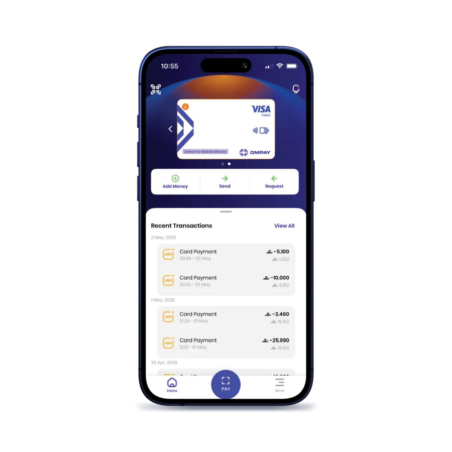 OMPAY mobile wallet interface